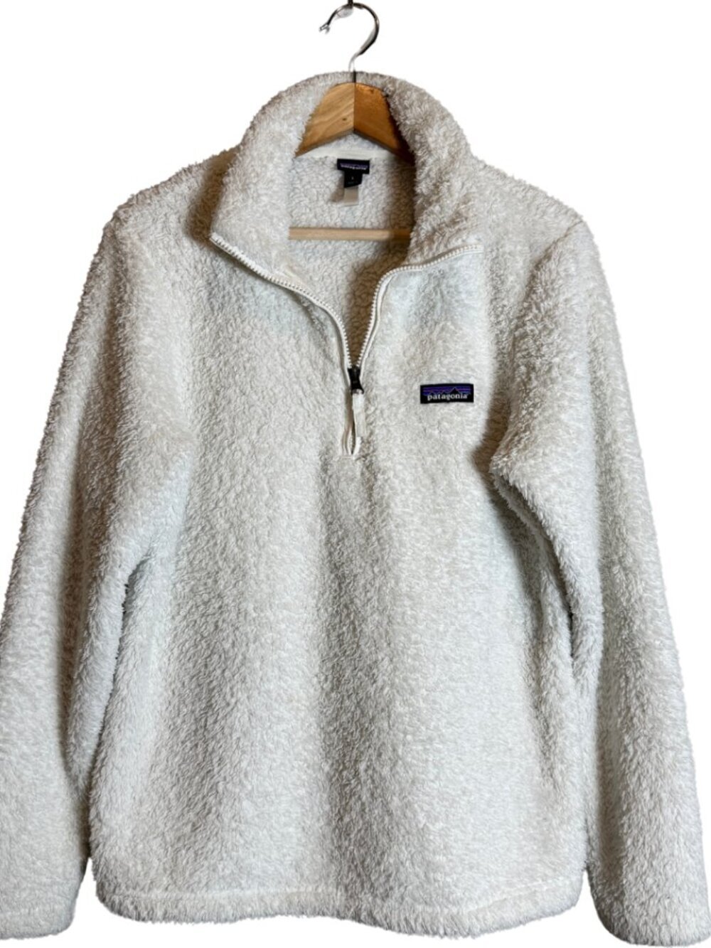 Patagonia Los Gatos 1/4 Zip Pullover Jacket Women's Large White Fuzzy Gorpcore